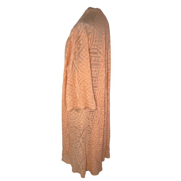 Torrid Peach Geo Hilo Mesh Kimono 3/4 Size Lightweight Longline Cardigan - Picture 2 of 6